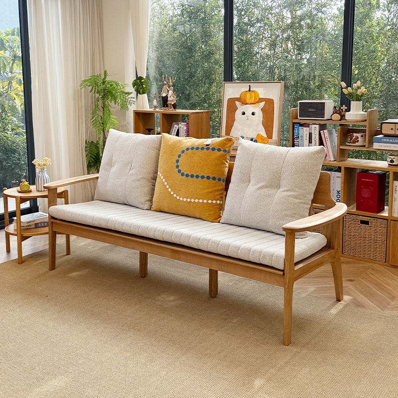长友诗云沙发冬夏两用简约沙发家用小户型全实木白橡木客厅家具22