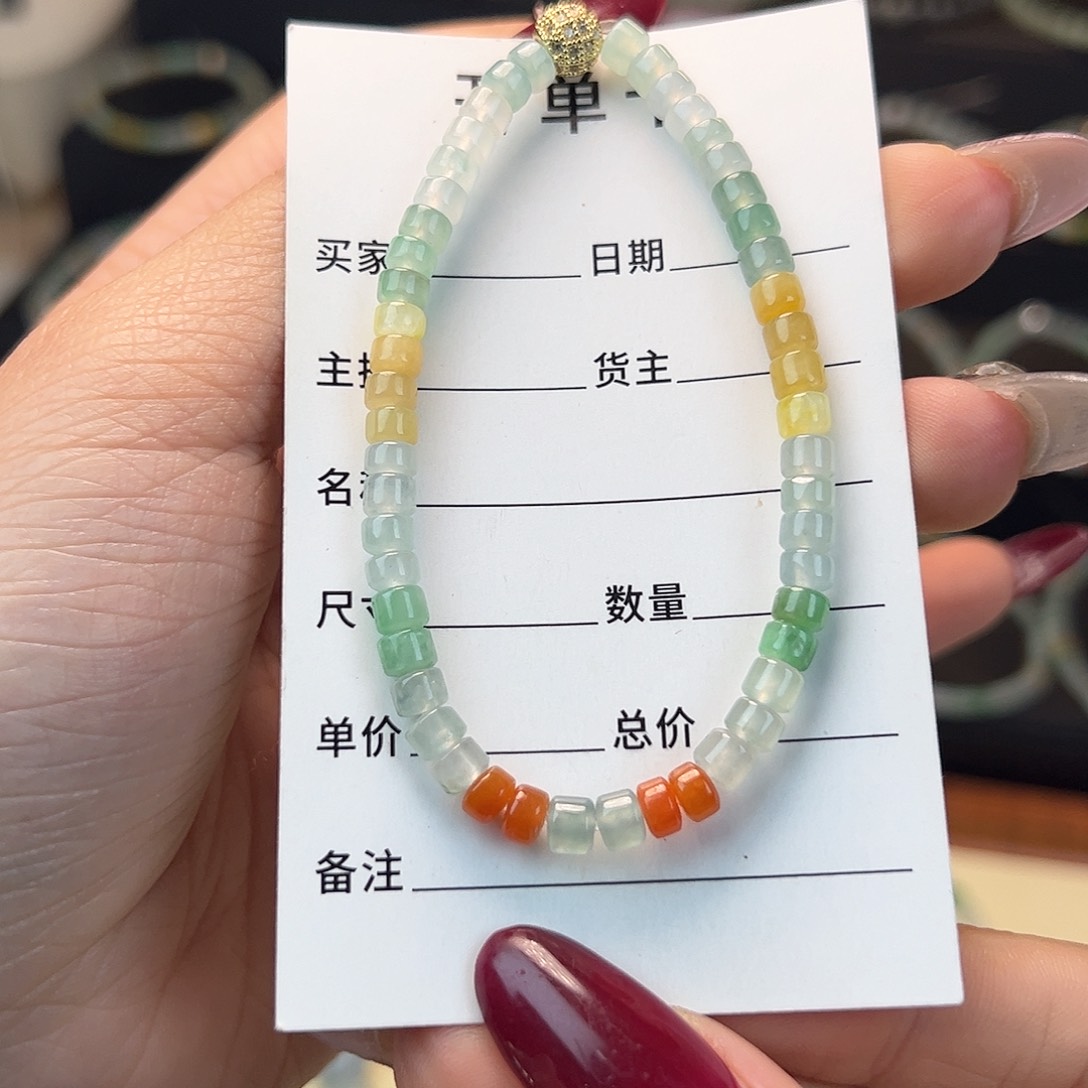 翡翠手串未镶嵌小**儿缅甸A货翡翠手串013