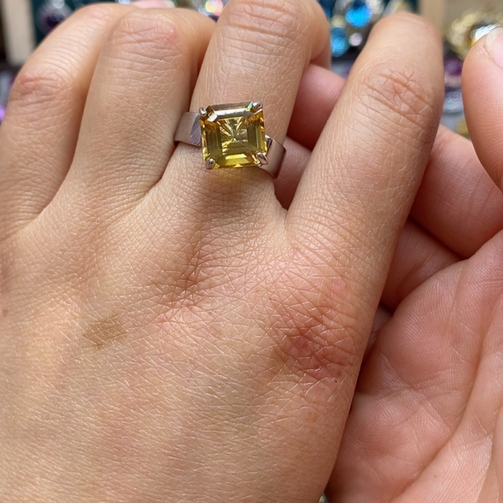 水晶戒指银S925镶嵌天然水晶戒指