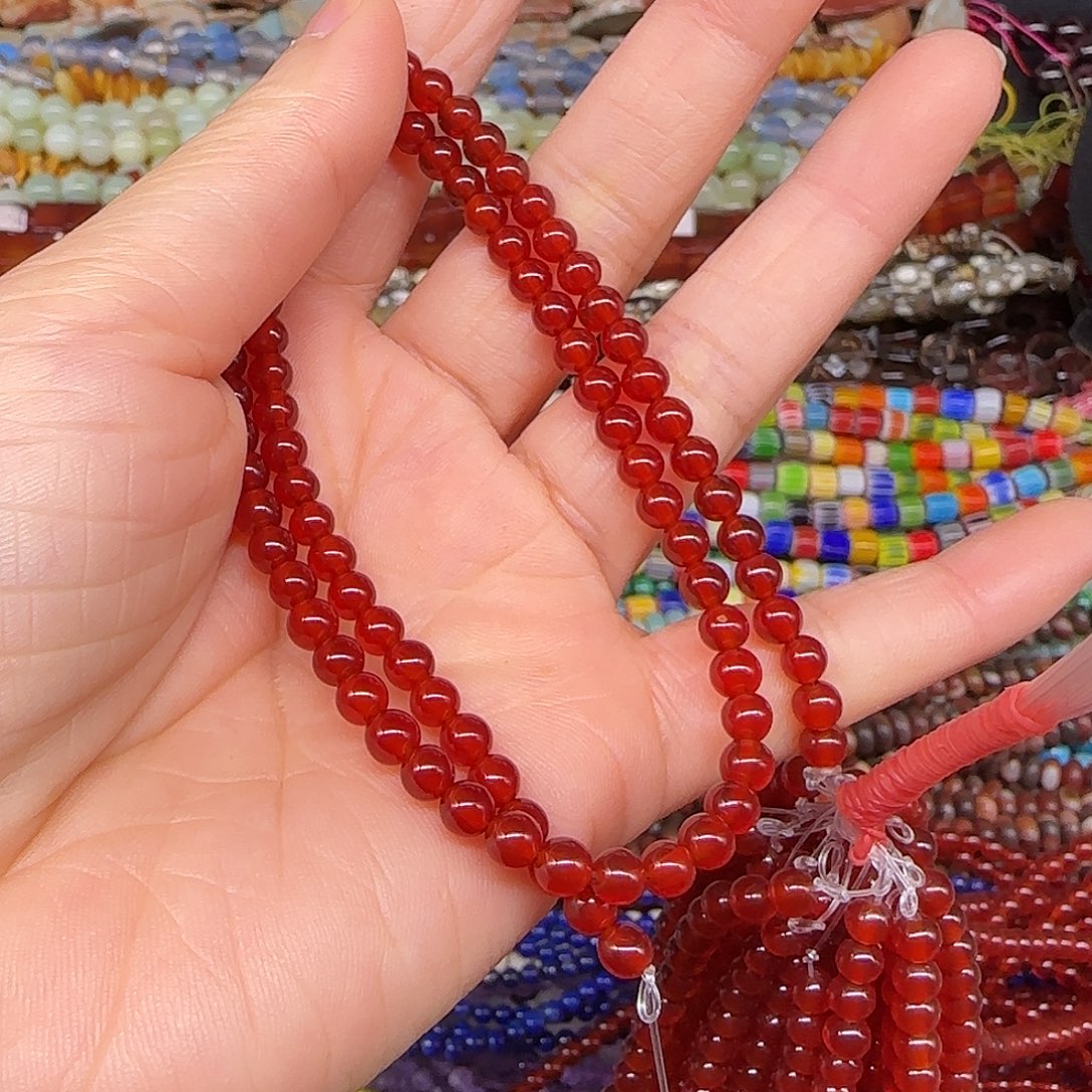 玛瑙/玉髓合金珠宝半成品花玛瑙4mm一条