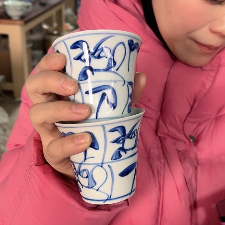 瓷片景德镇陶瓷杯子。2个。