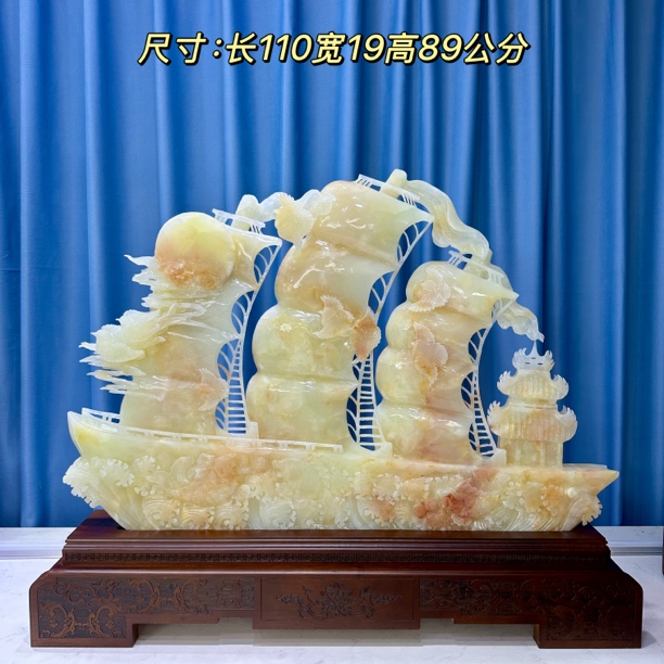《一帆风顺 帆船》天然家居博摆件乔迁送礼公司开业摆件