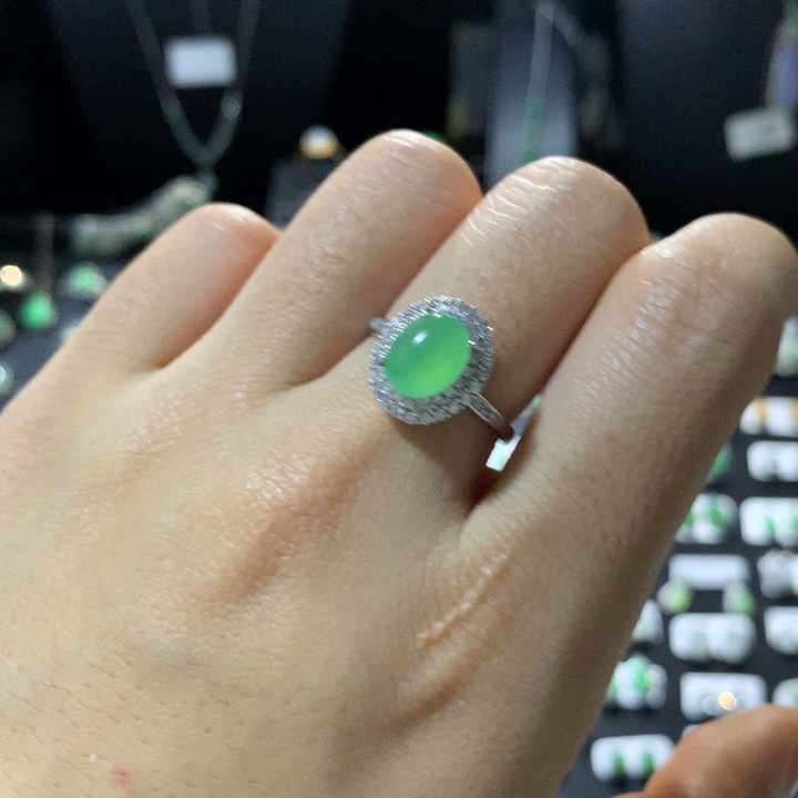 翡翠银S925镶嵌戒指