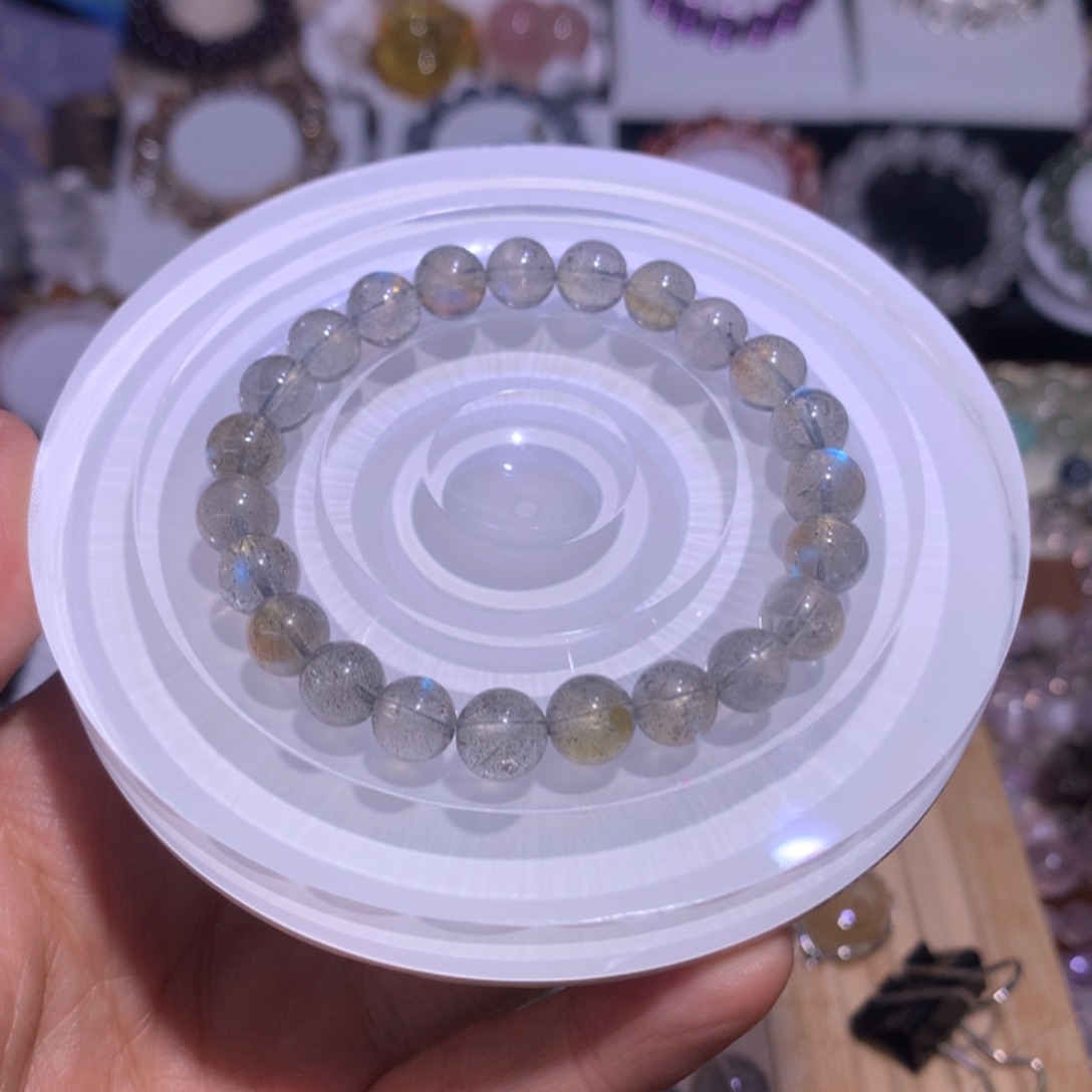 长石手串未镶嵌清*灰月光卡8