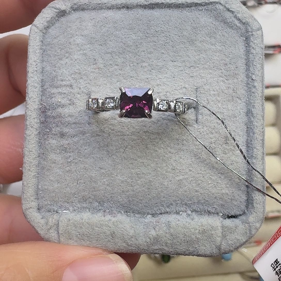 银S925镶嵌戒指碧玺