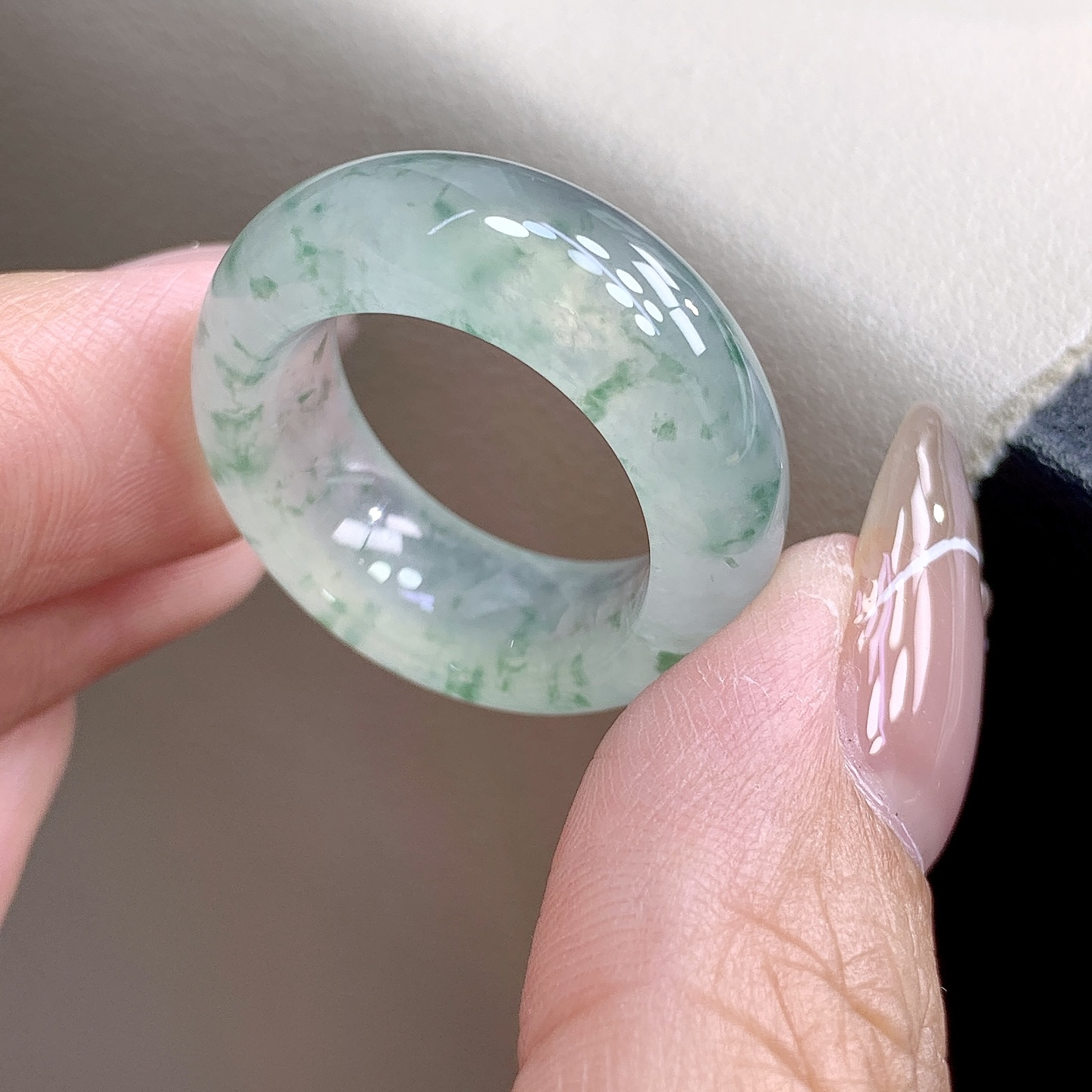 厚装宽边轮胎冰种飘花缅甸翡翠戒圈18号19号尺寸18.5-9.6-5.3mm