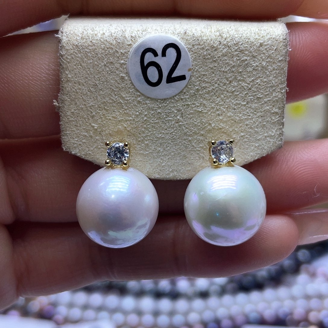 淡水珍珠耳饰银S925镶嵌