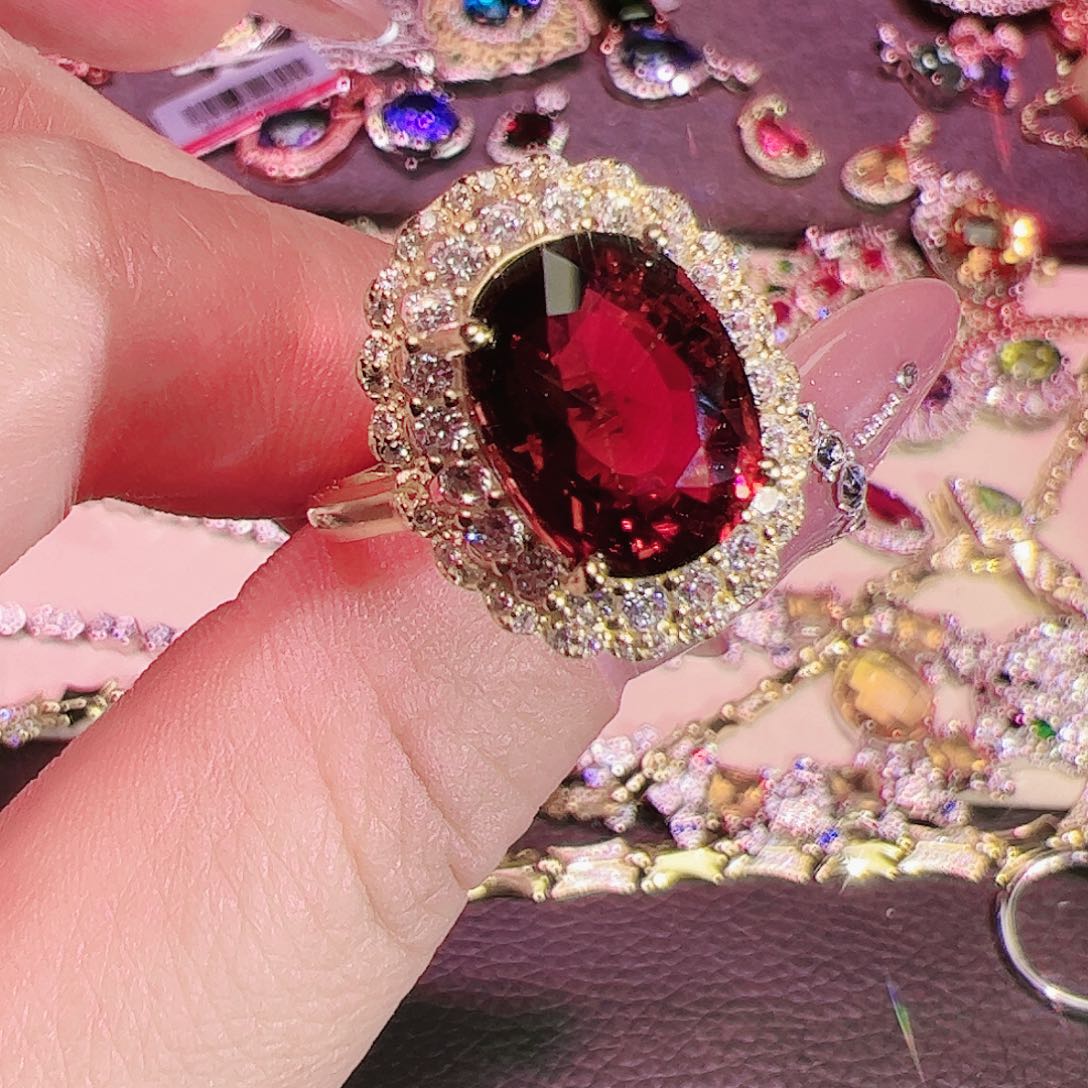 碧玺碧玺戒指银S925镶嵌