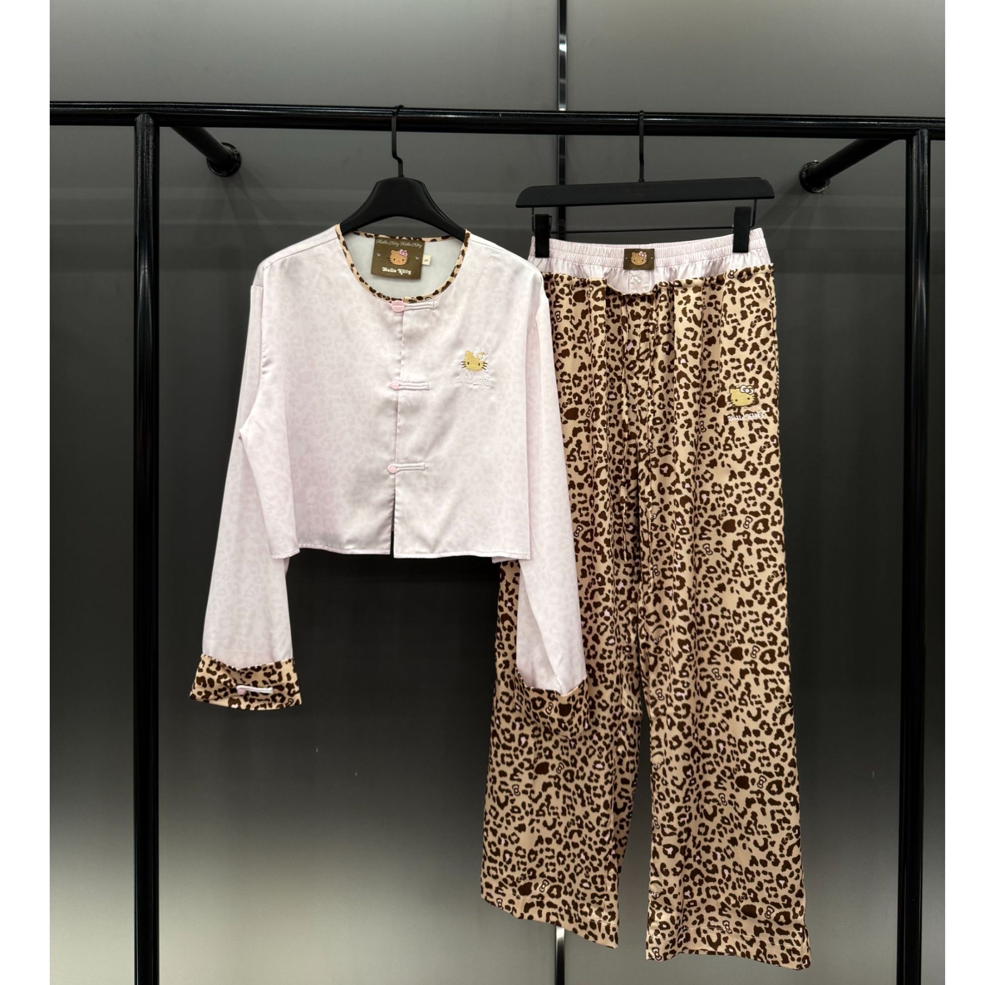 【野家哈喽kiti-中式款】 新款潮牌长袖星光缎质居家服睡衣