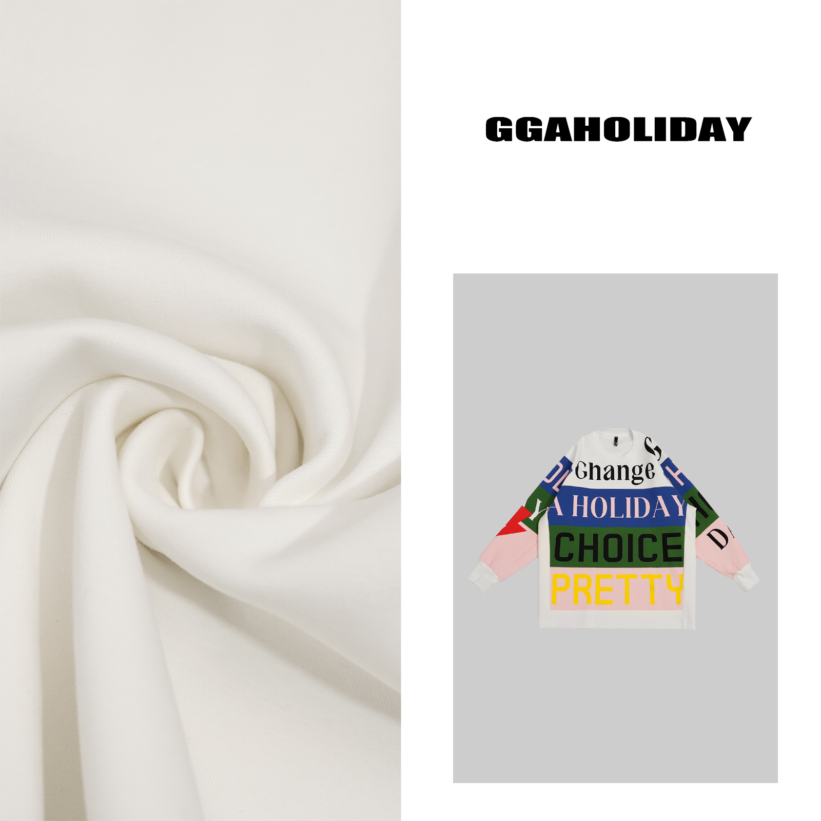 GGAHOLIDAY小众设计时尚休闲宽松复古拼接印花卫衣-151021