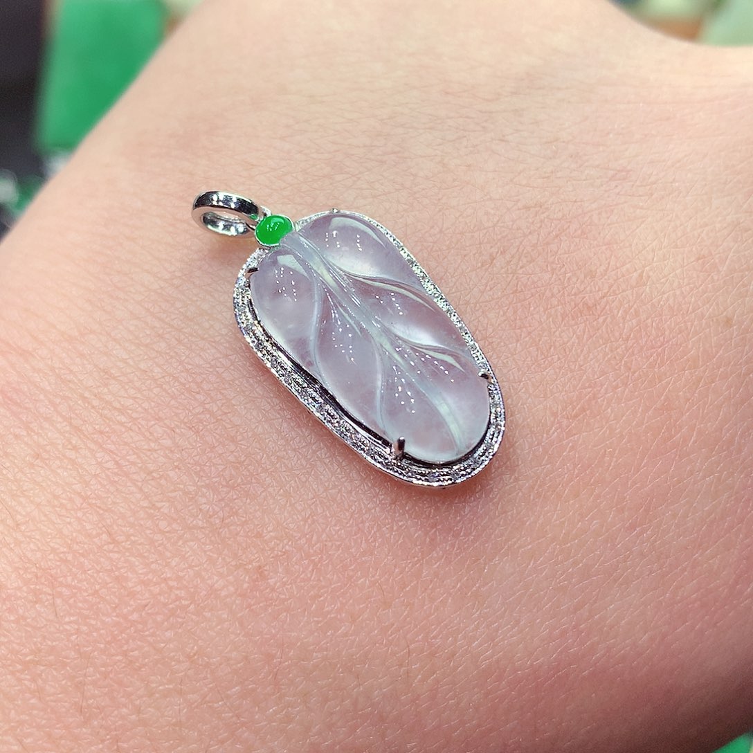 翡翠颈饰18K金镶嵌纯天然