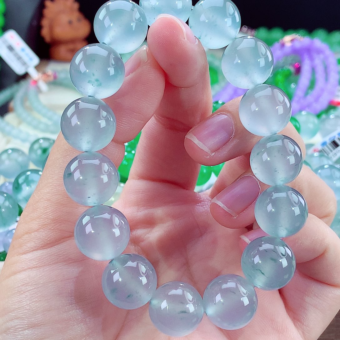 翡翠未镶嵌手链飘花
