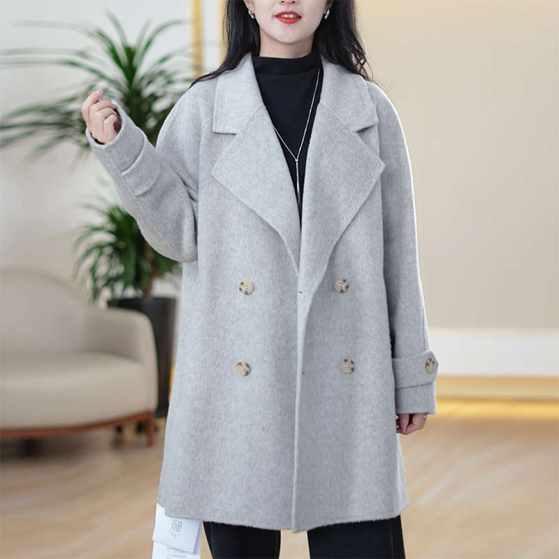 立裁澳洲羊毛英伦风西装领大衣手工双面毛呢抗风保暖秋季外套女潮