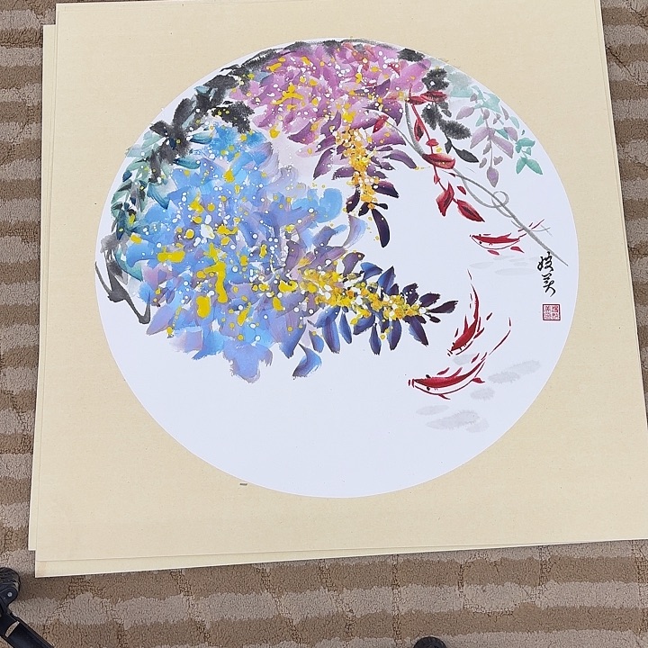 国画花鸟在树丛的50.50
