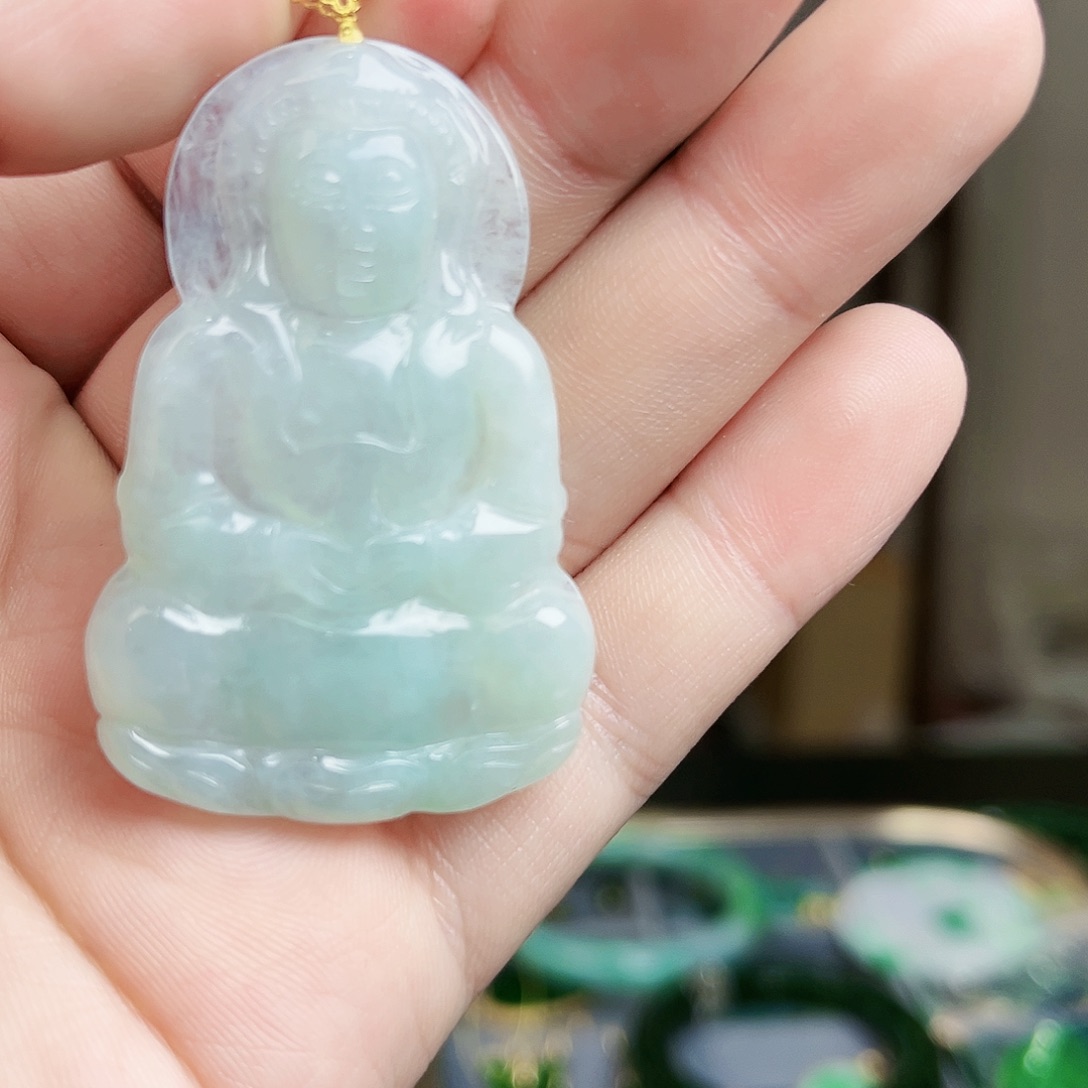 翡翠颈饰18K金镶嵌吊坠