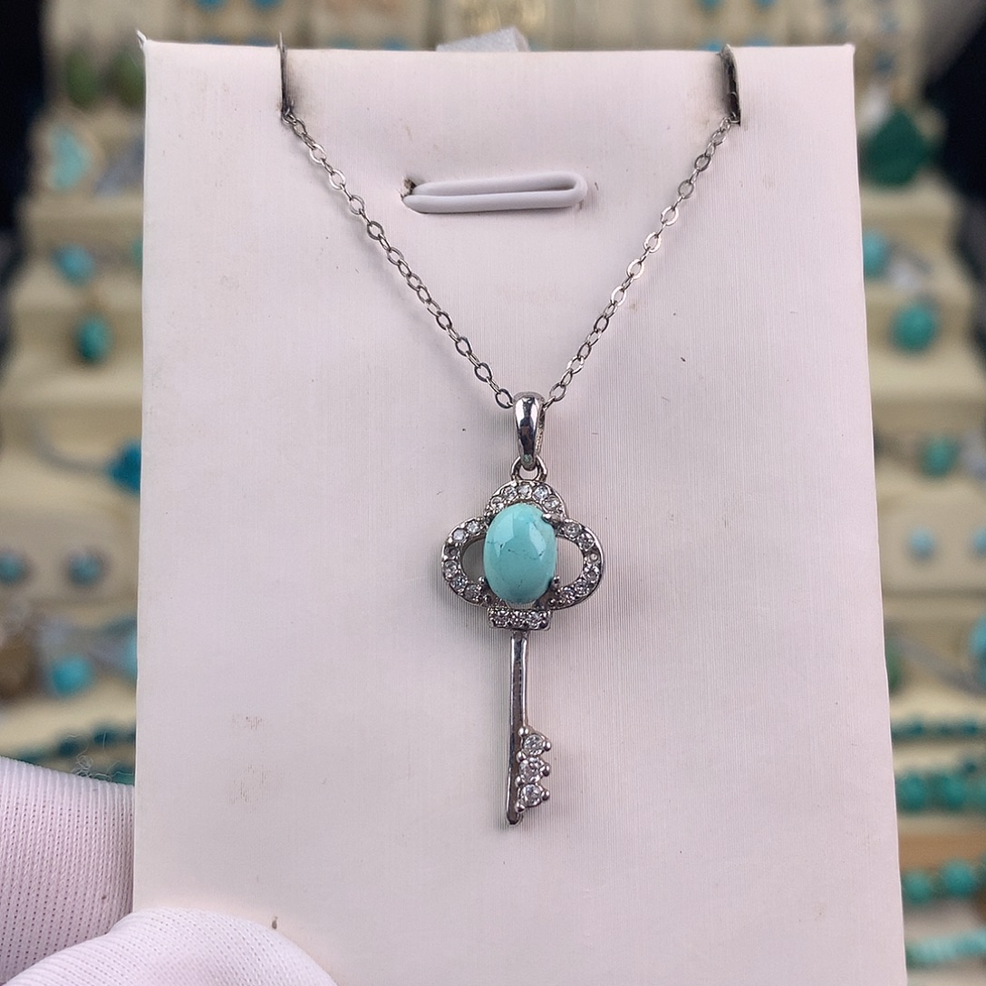 绿松石银S925镶嵌颈饰