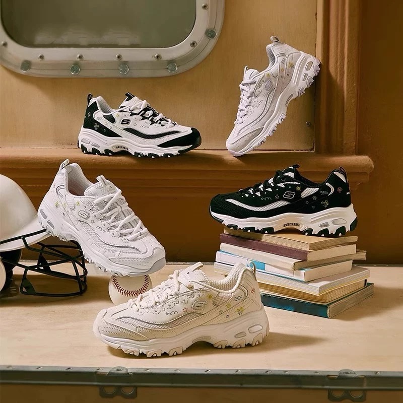 SKECHERS/斯凯奇花心熊时尚运动刺绣熊猫鞋女款休闲小白鞋896155