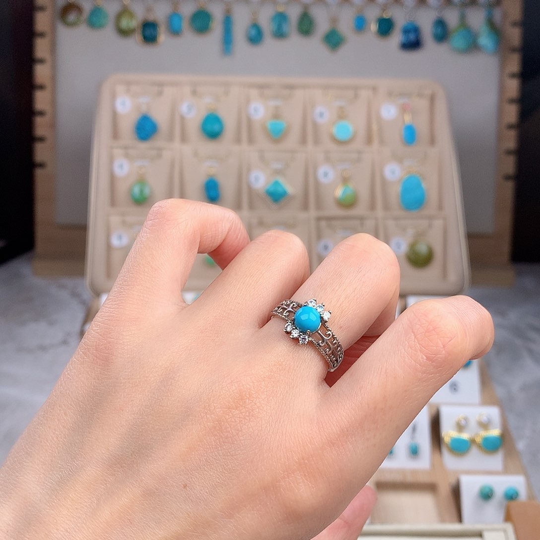 绿松石戒指银S925镶嵌