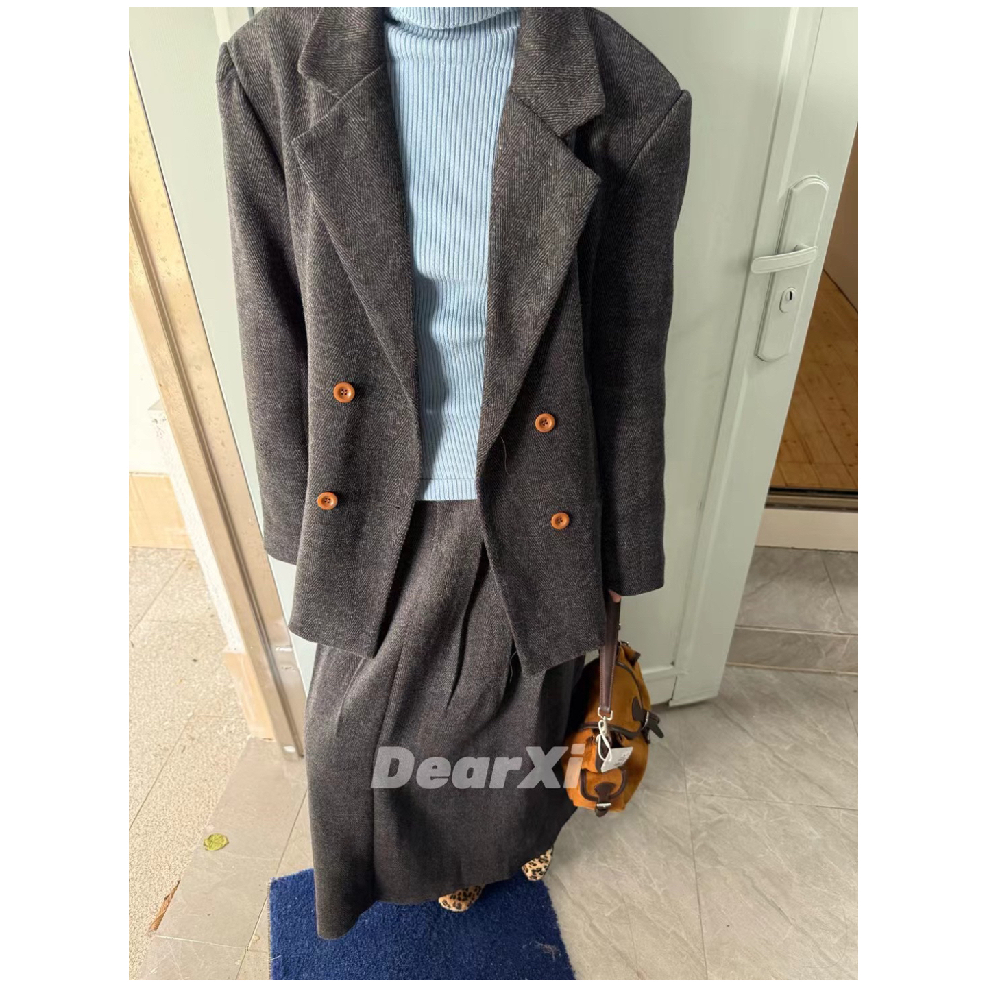 【NO退NO换】 大喜（1dx6025#）小韩一下- 呢料夹棉复古西装外套10-11