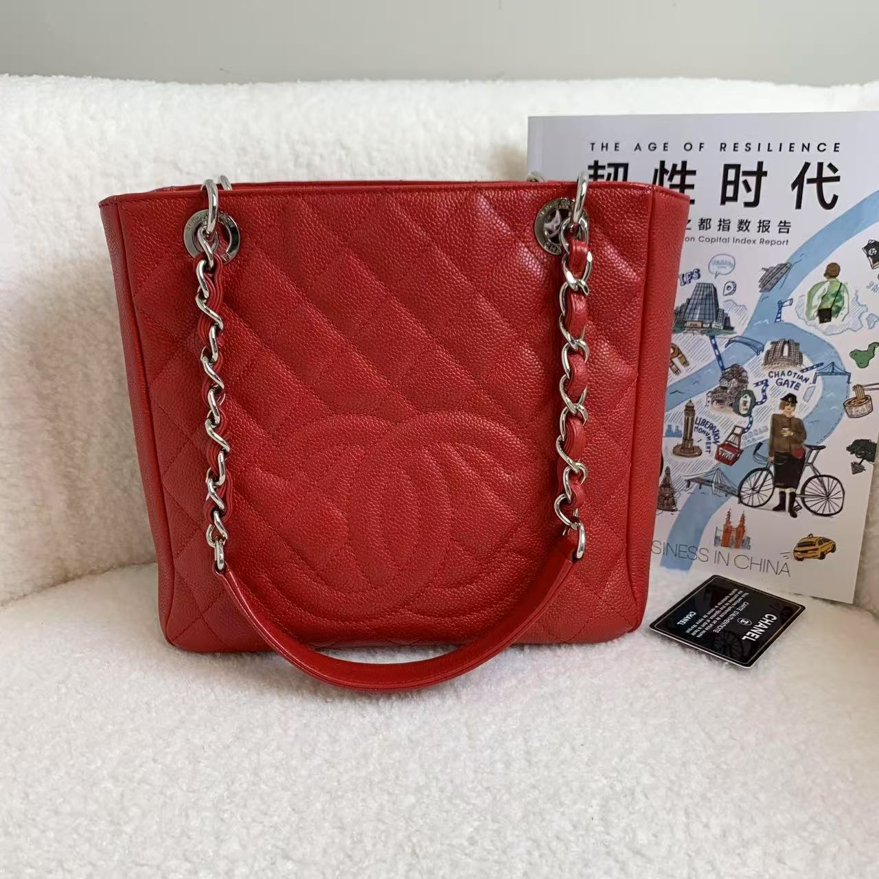 95新 Chanel/香奈儿 壹臻/红银牛竖版pst小号 53622224