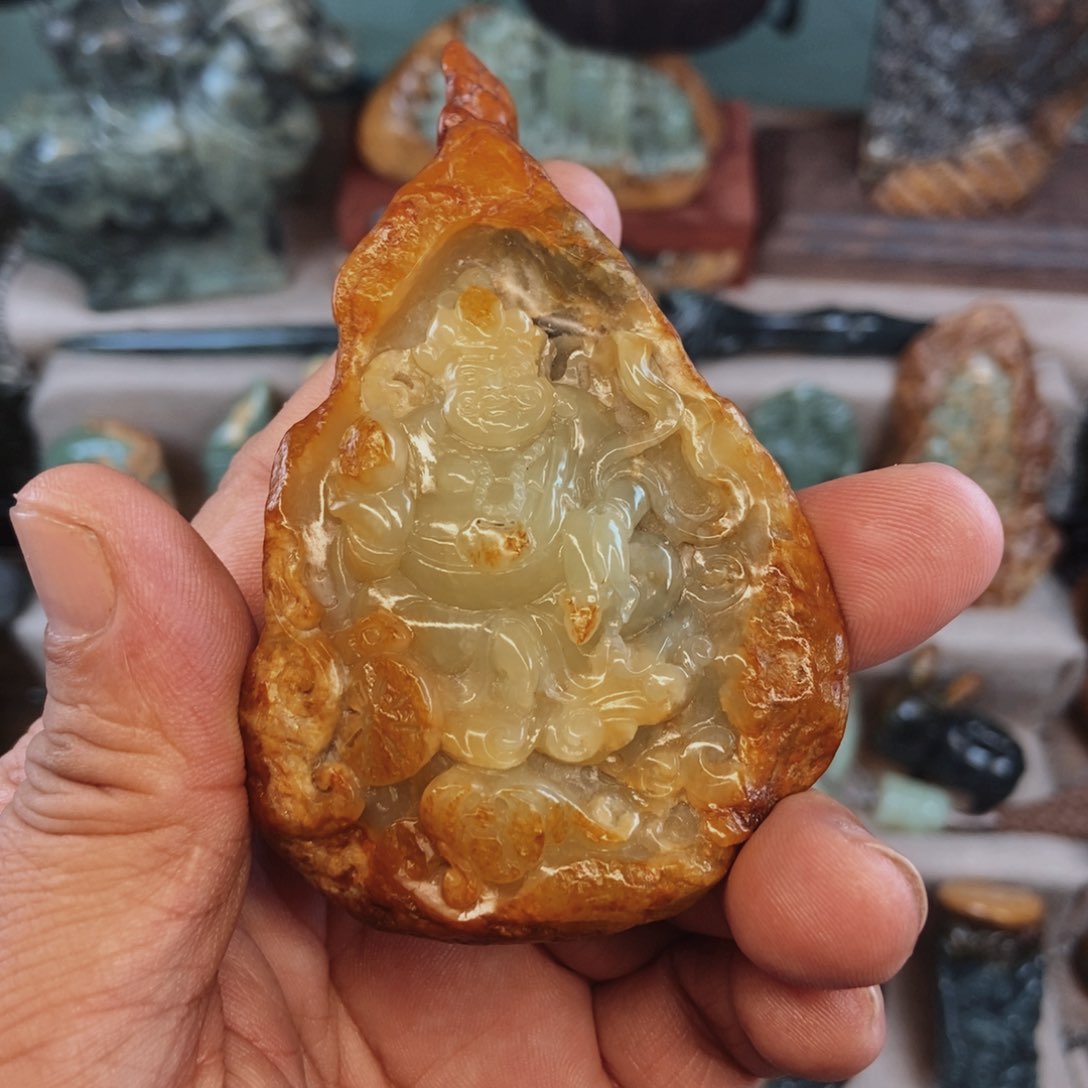 岫岩河磨玉（透闪石质玉）把件未镶嵌看***看