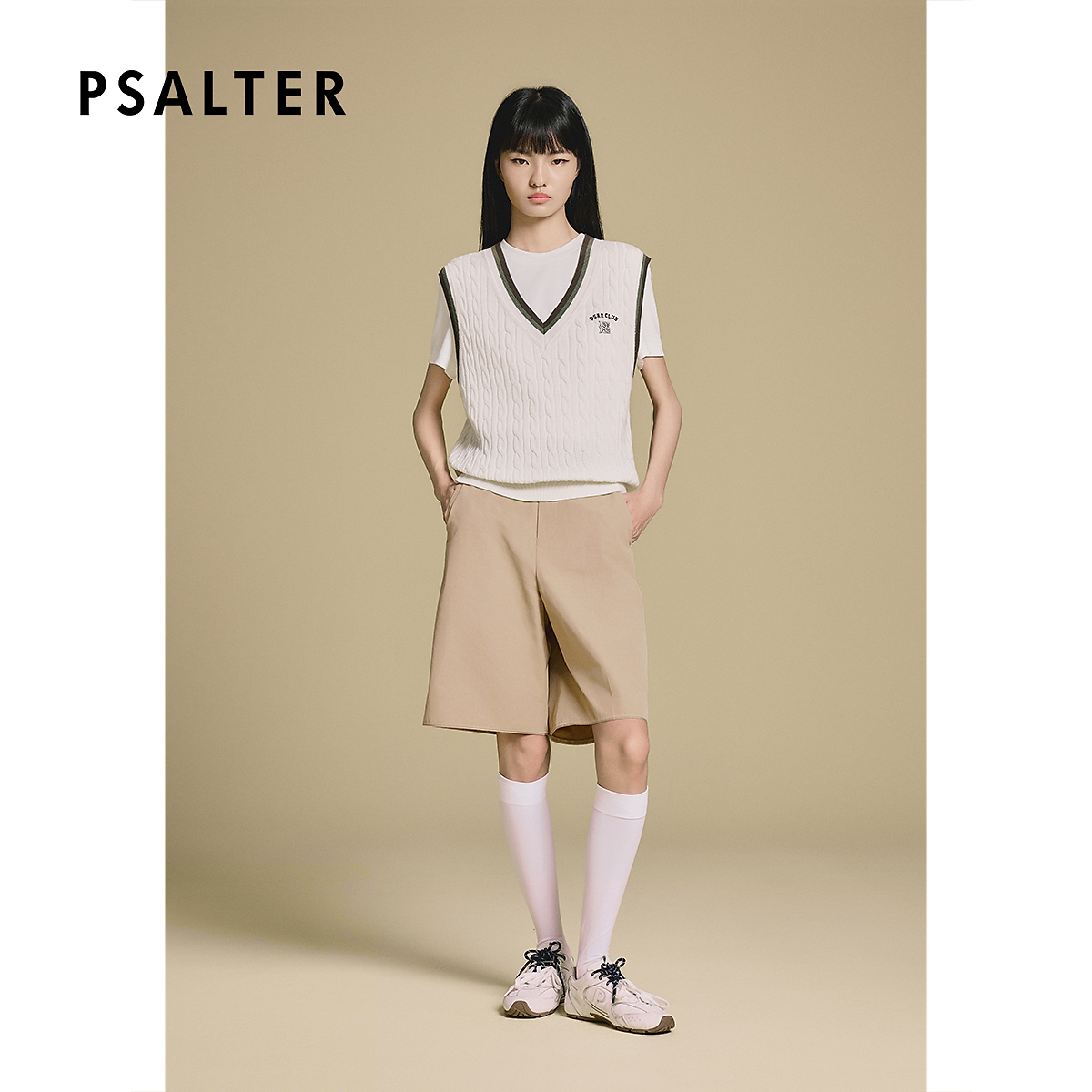 PSALTER诗篇学院风V领修身无袖针织背心女2025冬季新款