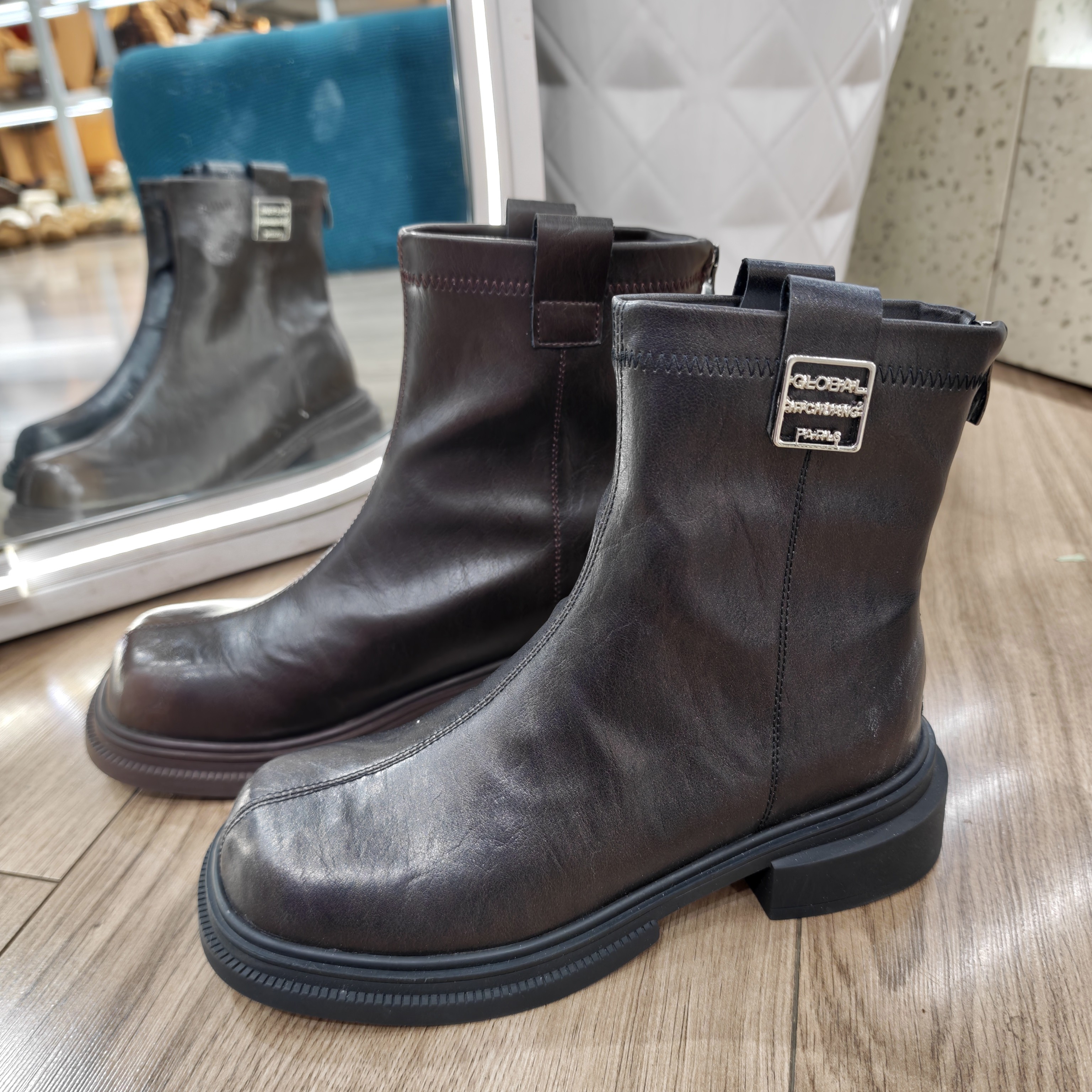 马丁靴女英伦风中跟粗跟短靴478336（跟高4）特价正码正拍，NO退NO换