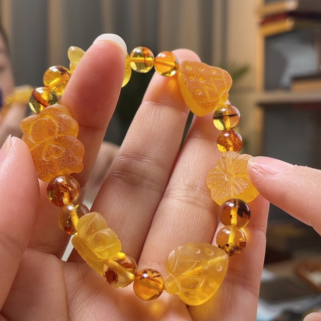 琥珀颈饰未镶嵌琥珀手串