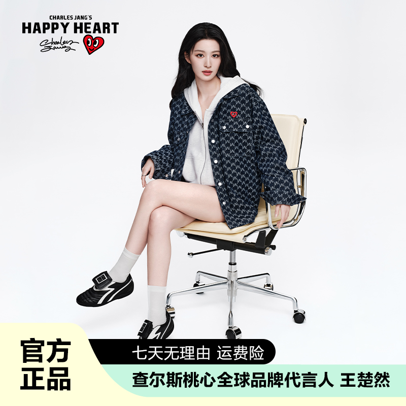 查尔斯桃心水洗牛仔衬衫男女百搭情侣春秋时尚休闲精致韩风夹克y
