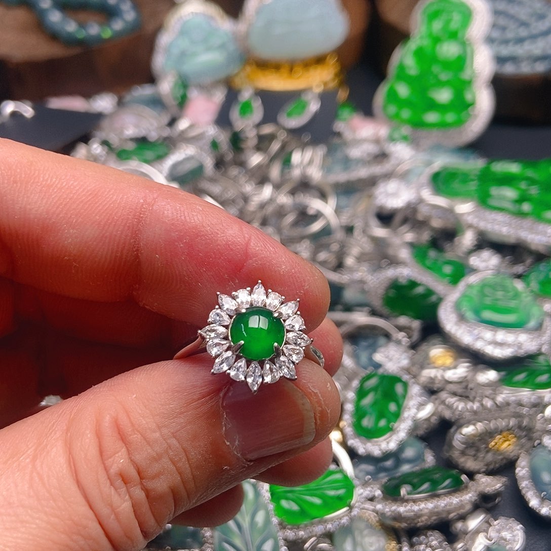 翡翠戒指银S925镶嵌623戒指