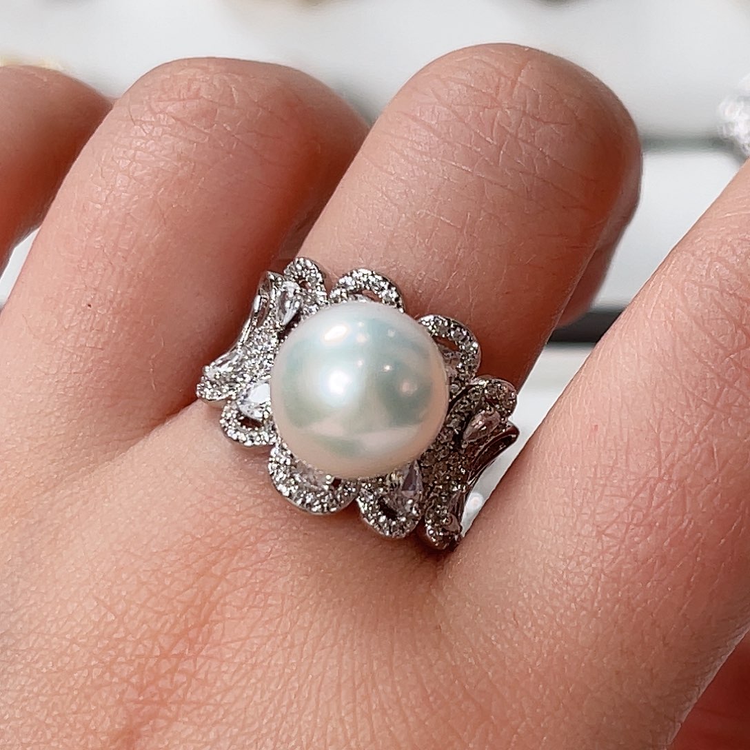 淡水珍珠戒指银S925镶嵌