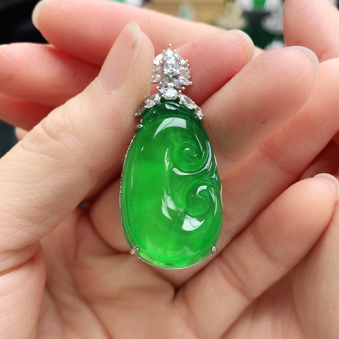 玛瑙/玉髓吊坠银S925镶嵌