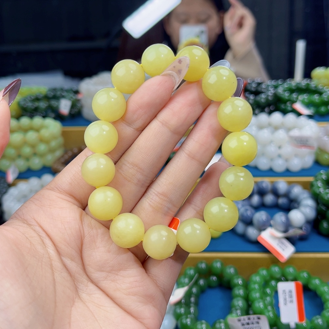 和田玉未镶嵌手链天然和田玉新疆若羌黄口手串14