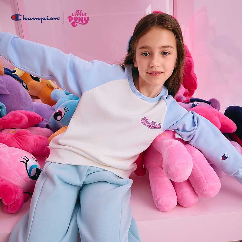 【小马宝莉联名】Champion冠军童装纯棉内搭圆领印花卫衣26SS-WY210