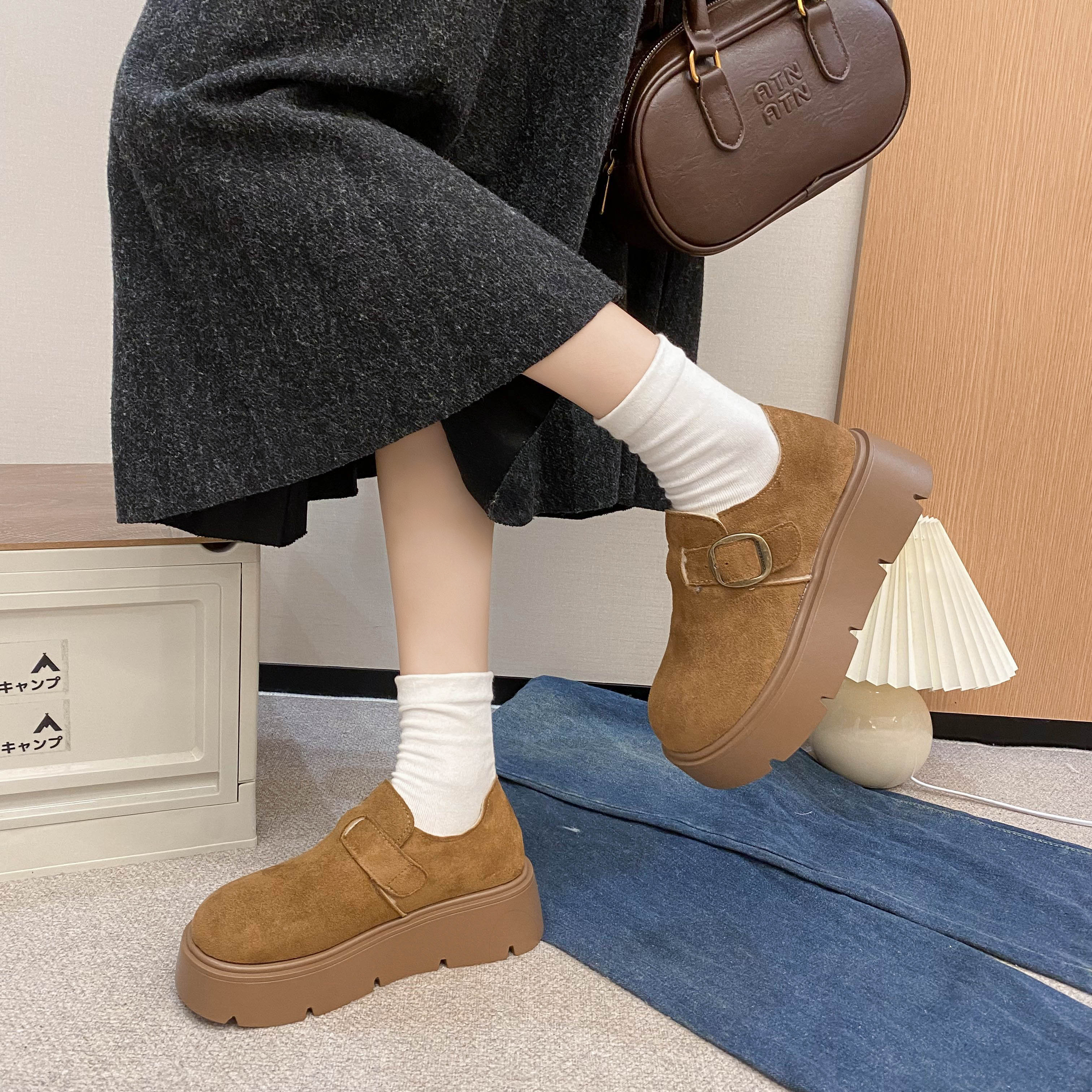 厚底勃肯鞋女款2025新款冬季爆款加绒加厚保暖乐福雪地棉鞋子女鞋