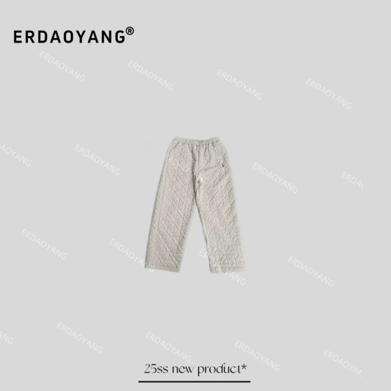 尔刀阳 "二棉裤" 撞色刺绣菱格压棉百搭休闲直筒九分棉裤KZB071