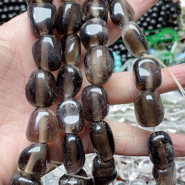 玛瑙/玉髓珠宝半成品合金一条16x20mm茶晶