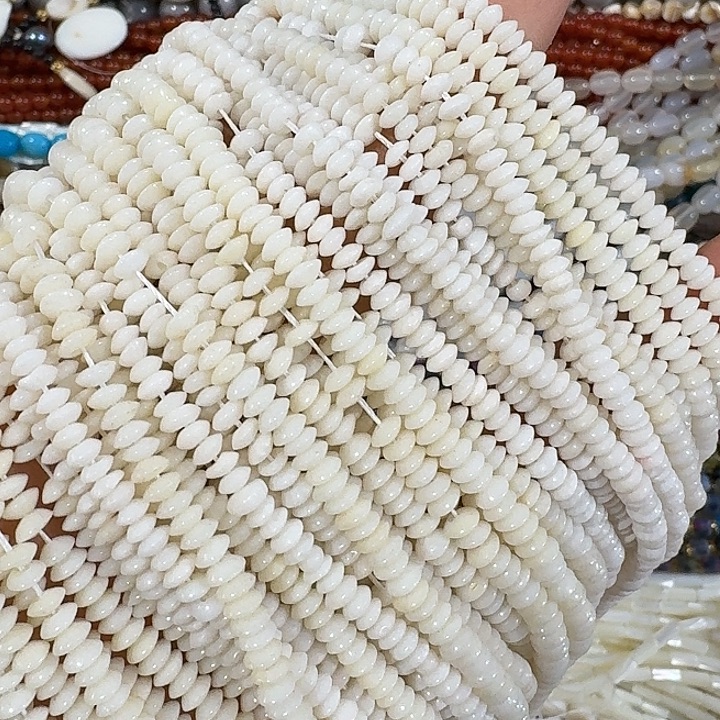 玛瑙/玉髓合金珠宝半成品一条4mm白原枝飞碟