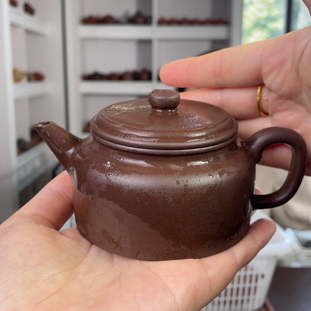 紫砂茶壶紫泥剑流得钟220cc