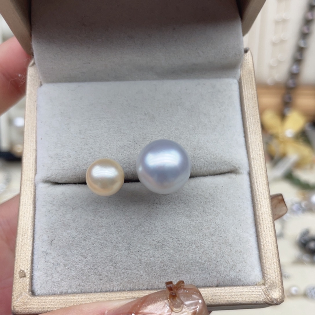 银S925镶嵌海水珍珠戒指W102