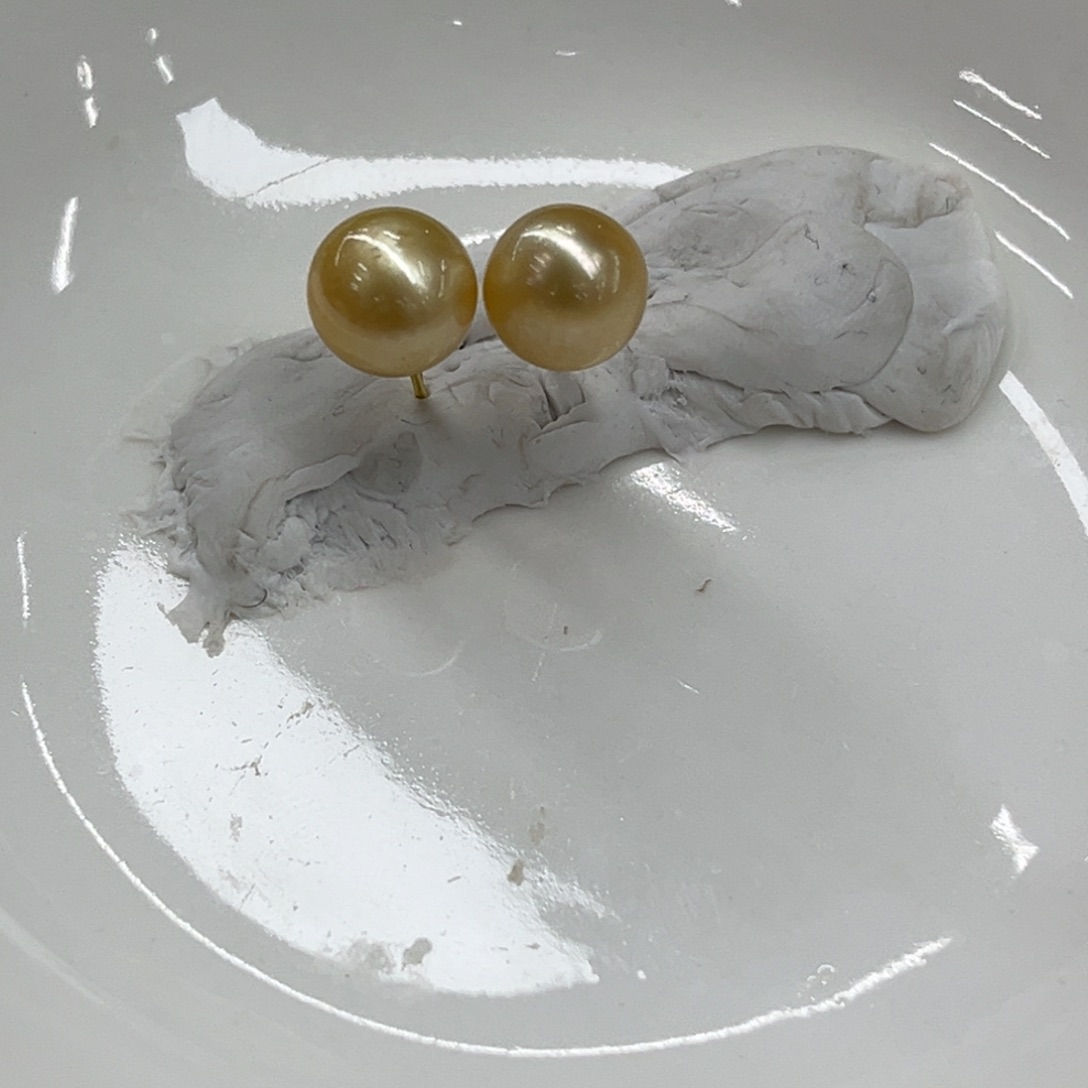 银S925镶嵌耳饰海水珍珠9-10mm