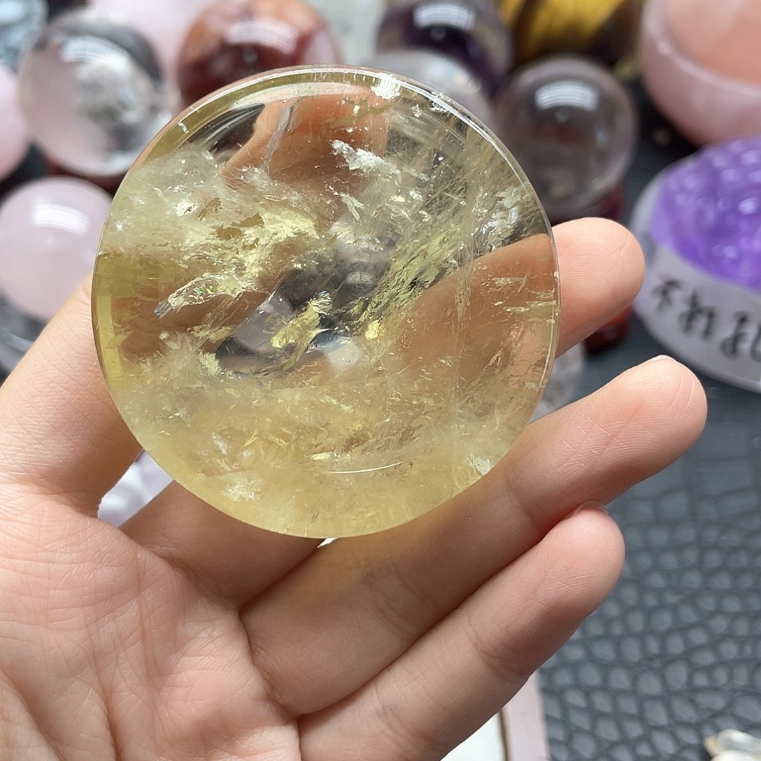 向***花珠宝半成品未镶嵌水晶49黄水晶盘