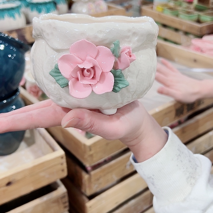 有孔，凑单福利满10元发货陶瓷多肉花盆！