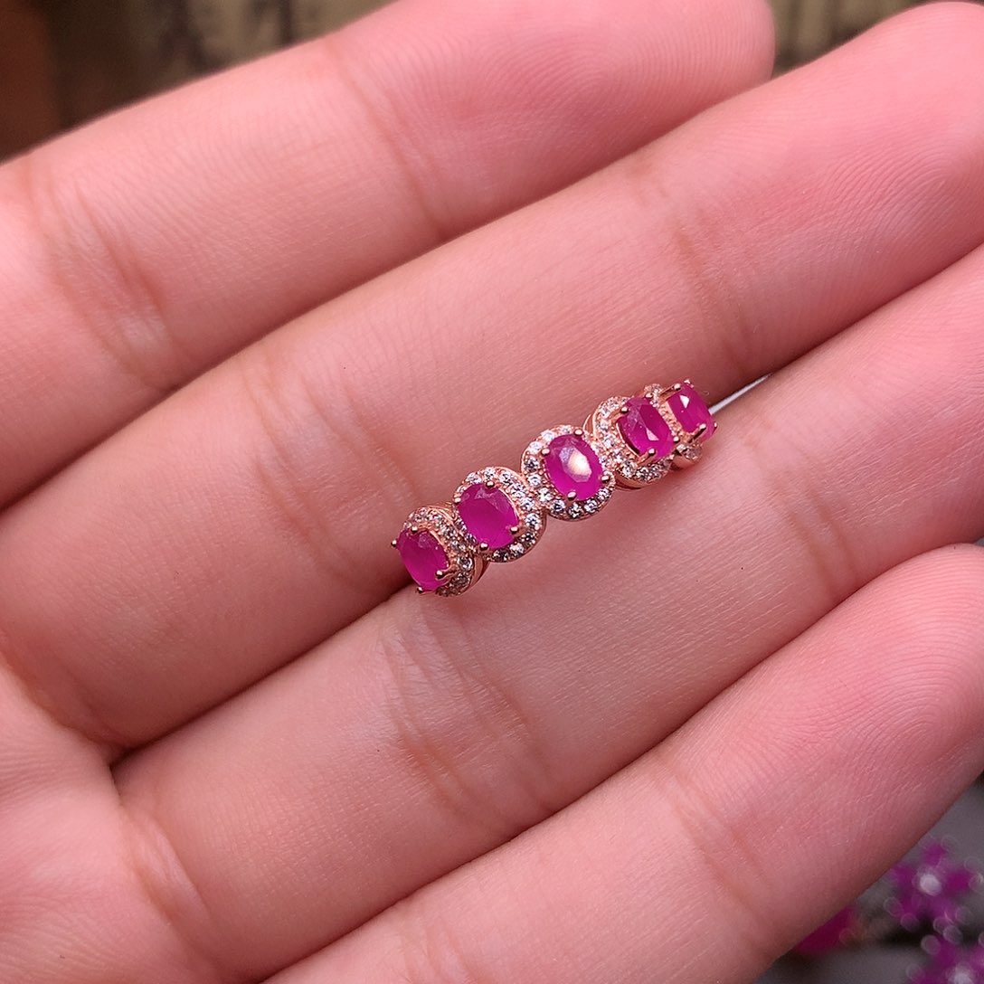 红宝石戒指银S925镶嵌