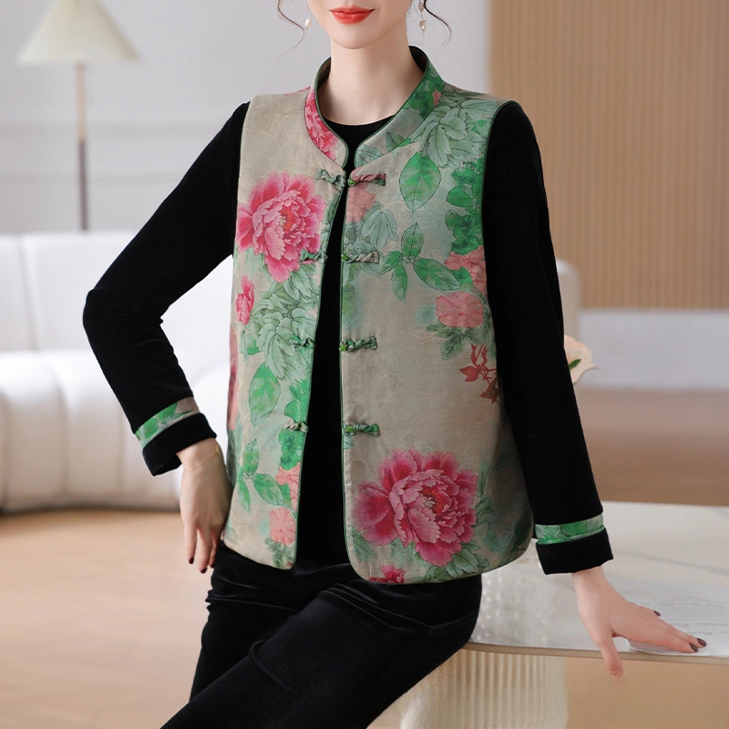 新中式妈妈春装国风马甲外套中老年女洋气内搭上衣两件套2025新款