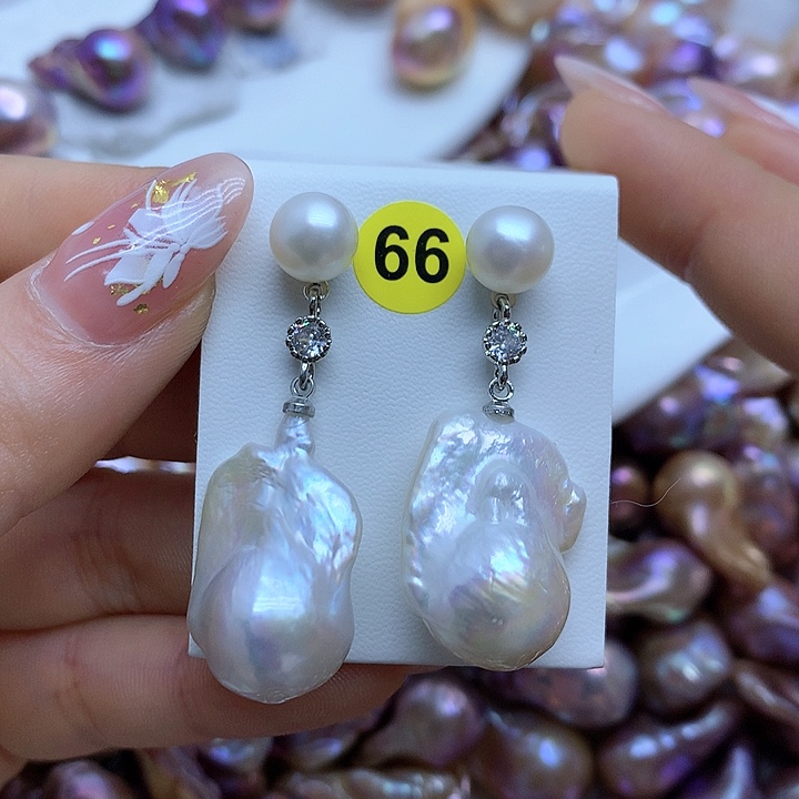 淡水珍珠耳饰银S925镶嵌