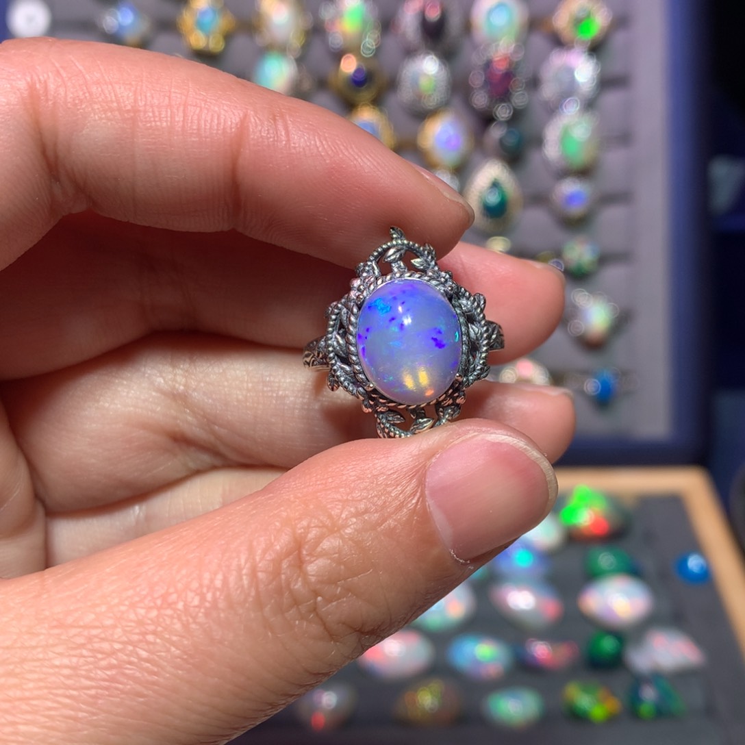 欧泊戒指款式银S925镶嵌