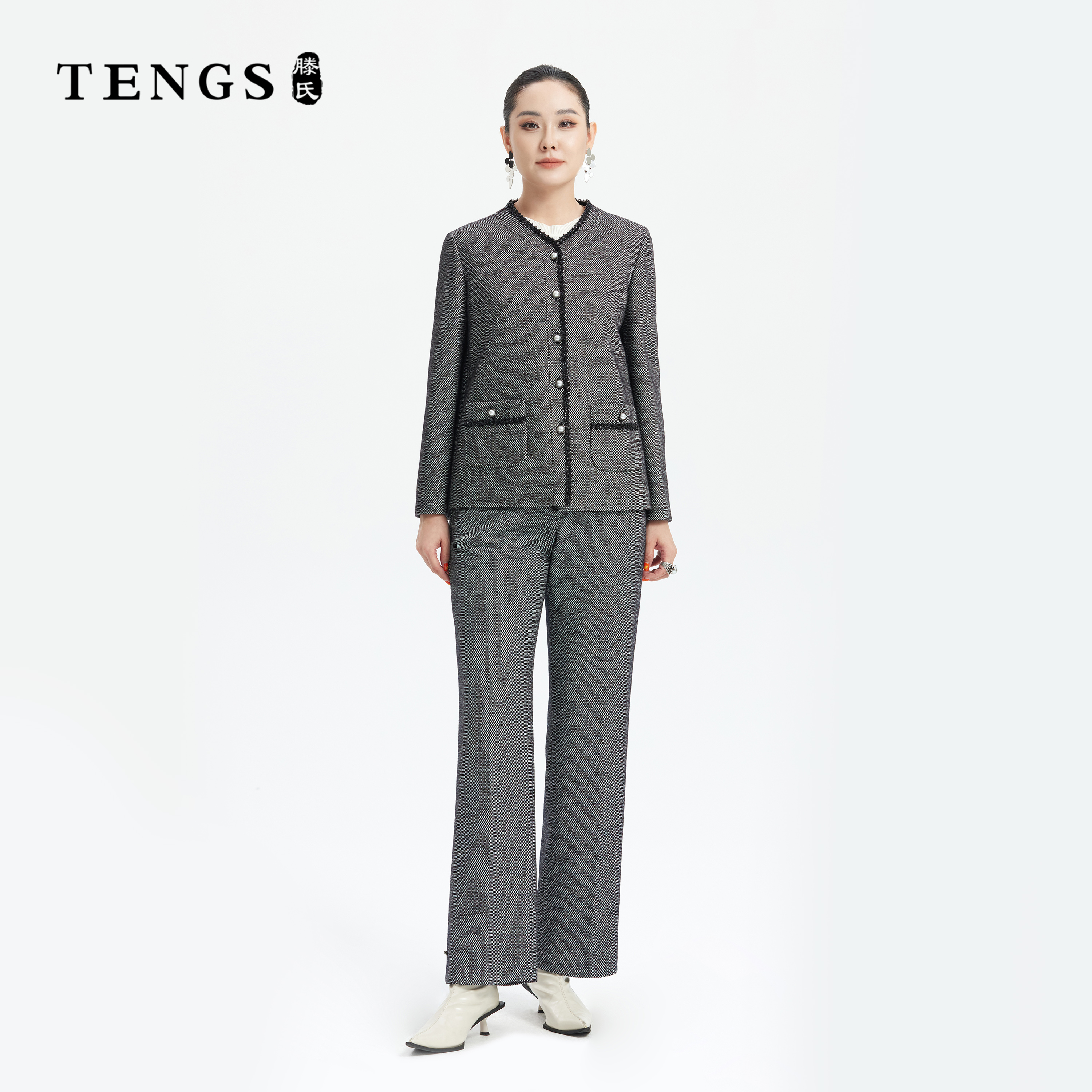TENGS滕氏女装秋季新款优雅舒适显瘦通勤百搭直筒裤
