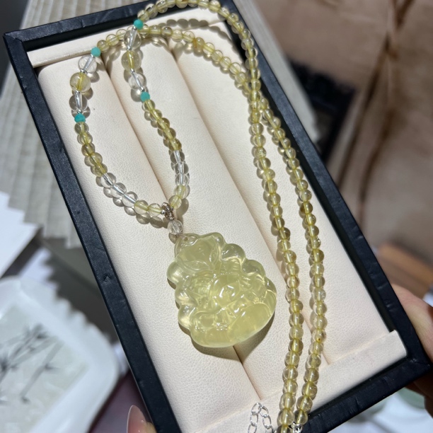 【月月家】AH031天然黄水晶九尾狐毛衣链