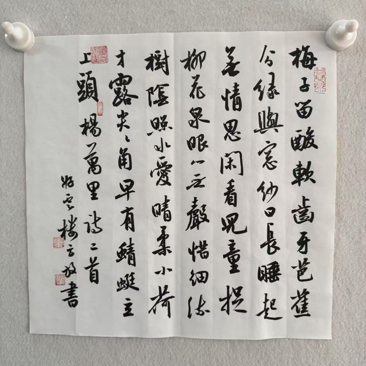 方老师1平尺书法白纸梅子笛酸软齿牙